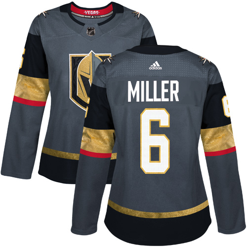 Adidas Golden Knights #6 Colin Miller Grey Home Authentic Women's Stitched NHL Jersey